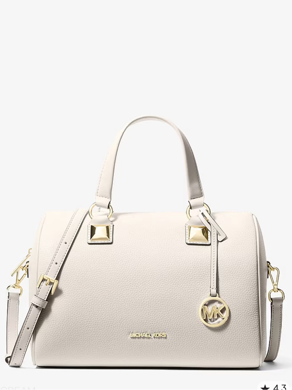 MICHAEL KORS Grayson Medium Pebbled Leather Duffel Bag
Light Cream 
NWT